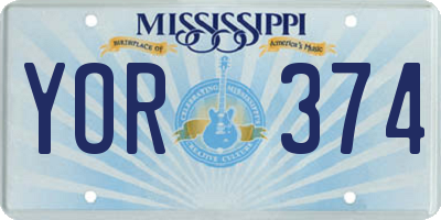 MS license plate YOR374