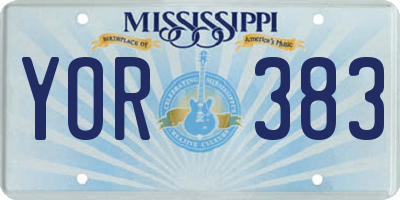 MS license plate YOR383