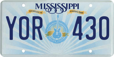 MS license plate YOR430