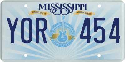 MS license plate YOR454