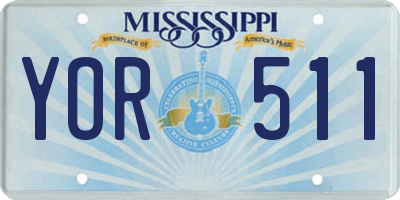 MS license plate YOR511