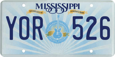MS license plate YOR526