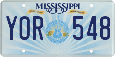 MS license plate YOR548