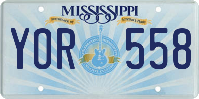 MS license plate YOR558