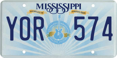 MS license plate YOR574