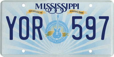 MS license plate YOR597