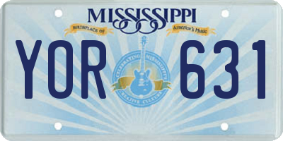 MS license plate YOR631