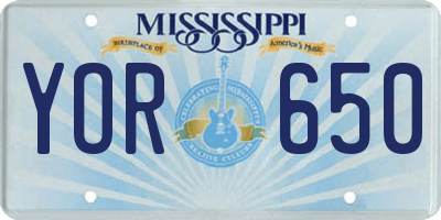MS license plate YOR650
