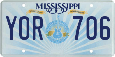 MS license plate YOR706