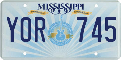 MS license plate YOR745