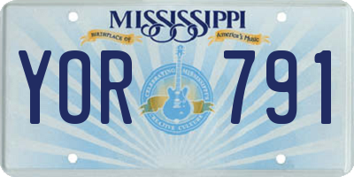 MS license plate YOR791