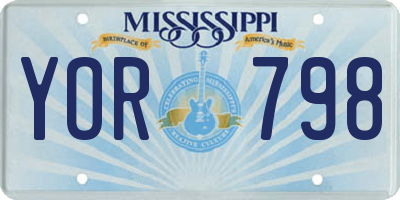 MS license plate YOR798