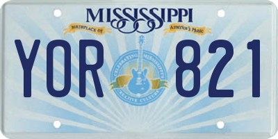 MS license plate YOR821