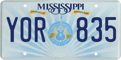 MS license plate YOR835