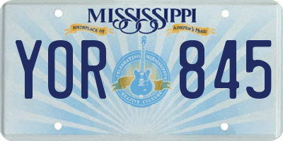 MS license plate YOR845