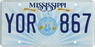 MS license plate YOR867
