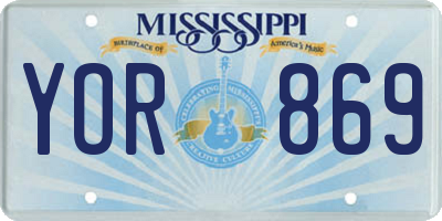 MS license plate YOR869