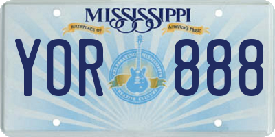 MS license plate YOR888