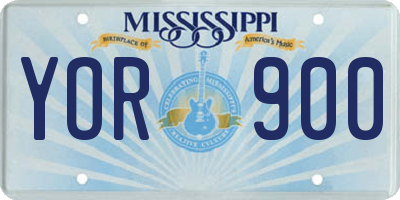 MS license plate YOR900
