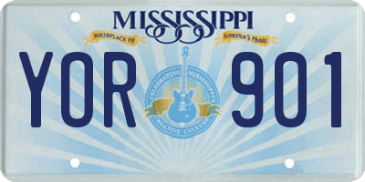MS license plate YOR901
