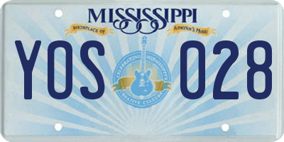 MS license plate YOS028