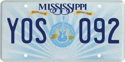 MS license plate YOS092