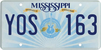 MS license plate YOS163