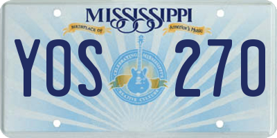 MS license plate YOS270