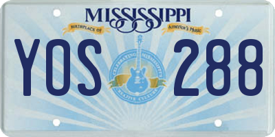 MS license plate YOS288