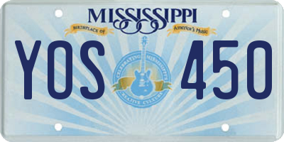 MS license plate YOS450