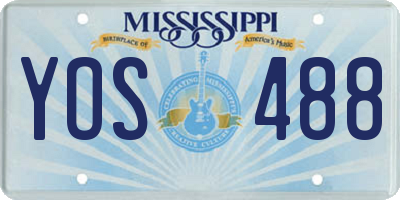 MS license plate YOS488