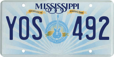 MS license plate YOS492