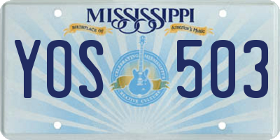MS license plate YOS503