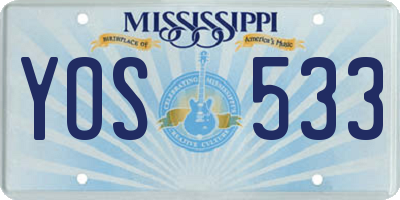 MS license plate YOS533