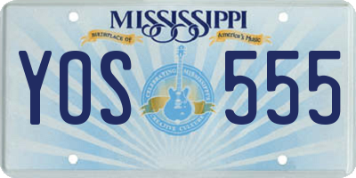 MS license plate YOS555
