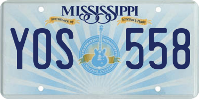 MS license plate YOS558