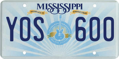 MS license plate YOS600