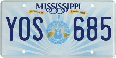MS license plate YOS685