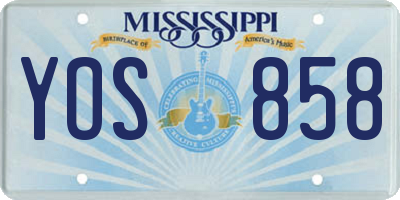 MS license plate YOS858
