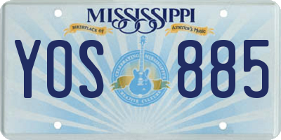 MS license plate YOS885