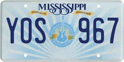 MS license plate YOS967