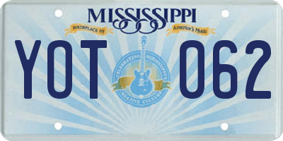 MS license plate YOT062