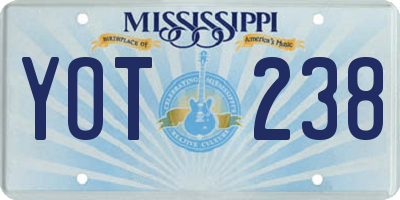 MS license plate YOT238