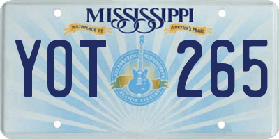 MS license plate YOT265