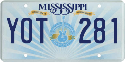MS license plate YOT281