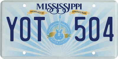 MS license plate YOT504