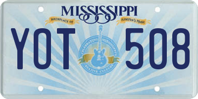 MS license plate YOT508