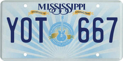 MS license plate YOT667