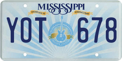 MS license plate YOT678