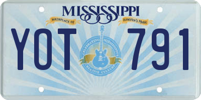 MS license plate YOT791
